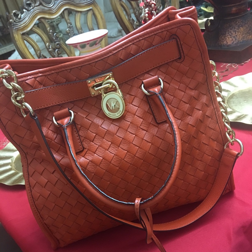 Michael Kors LG Persimmon Orange Hamilton tote